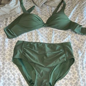 H2OH Green High Waist Bikini - D/XL